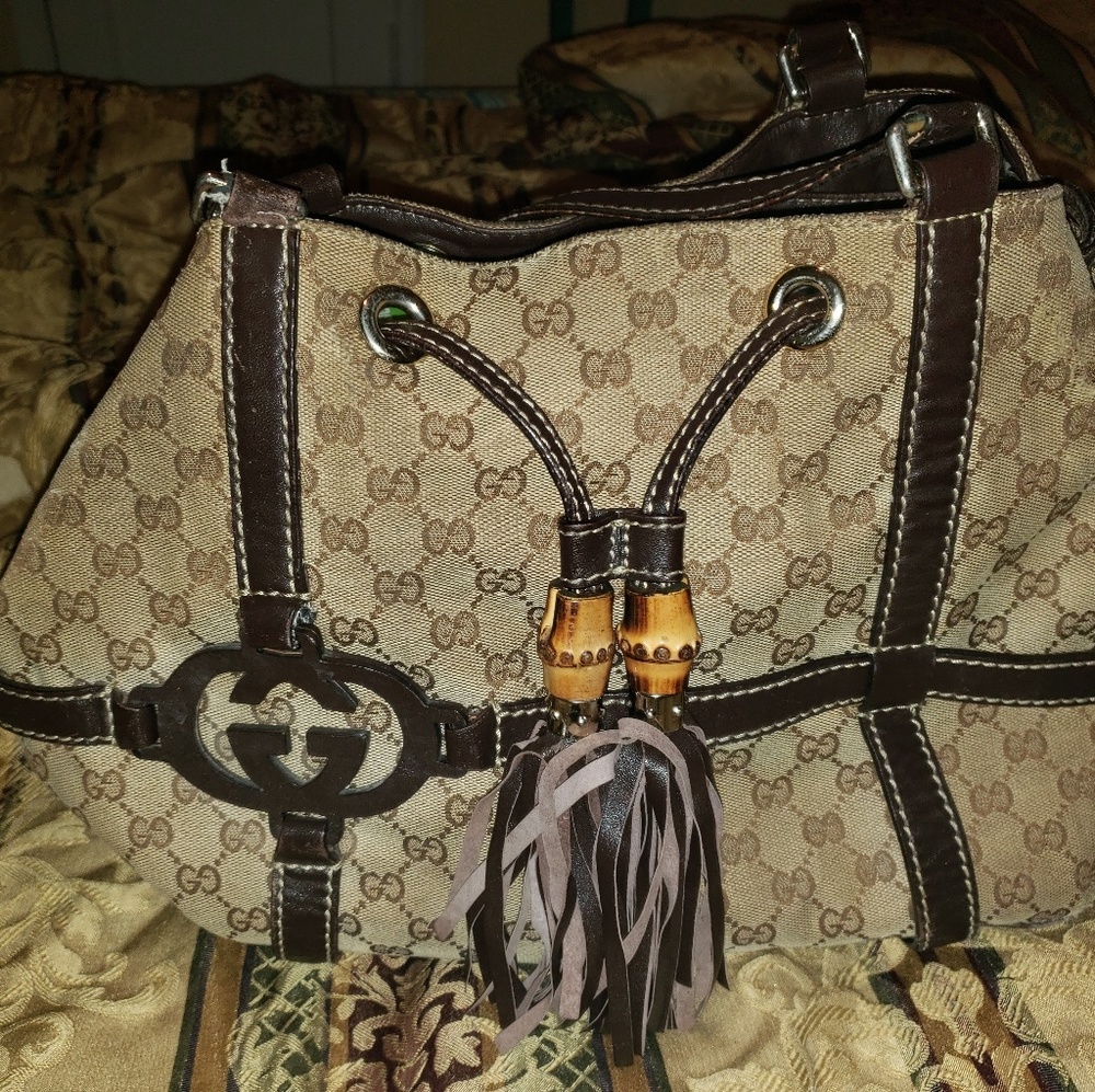 Gucci Monogram Royal GG Bamboo Hobo